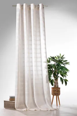 Produktbild von Heimtexland ® Ösenschal Leinen Optik natur Deko Gardine transparent Boho Vorhang Natural Living HxB 245x135 Typ891 Querstreifen