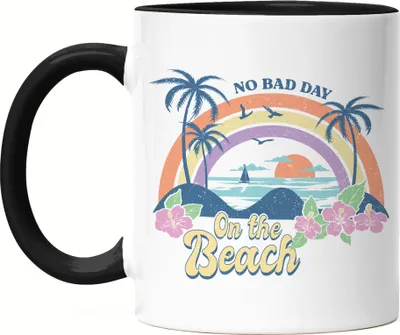 Produktbild von No Bad Day on the Beach Tasse Schwarz Strand Beach Surf Ocean Child Sonne Urlaub