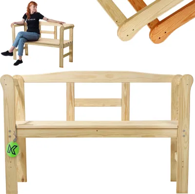 Image de Banc de jardin - Banc public en bois - 119 cm - Pour l'extérieur - Terrasse et jardin