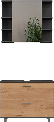 Obrázek produktu pro Koupelnový nábytek Vicco Ilias Zlatý dub power/antracit 2 díly, základní jednotka 80 cm, Model 55505