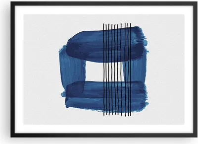 Produktbild von Gerahmtes Poster - Schwarzer Rahmen - Abstraktion Aquarell Blau - 70x50 cm - Wand Bild - Wanddeko - Wandbilder - Wandposter - Bilderrahmen - Bilder - Kunstdruck - Wandbild - P2BAA70x50-4223
