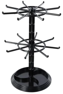 Drehbarer Schmuckständer, 2-stöckig, 16 Haken, schwarz