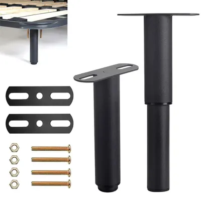 Obrázek produktu pro Postelové nožičky, 2 kusy, nastavitelné, 18-34 cm, černé