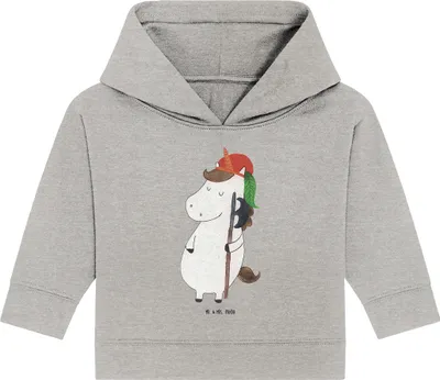 Produktbild von Mr. & Mrs. Panda Organic Baby Hoodie Einhorn Junge 12. - 18. Monat - Heather Grey - Geschenk, Kapuzensweatshirt, Mittelalter, Einhörner, Unicorn, Kapuzenshirt, Bube