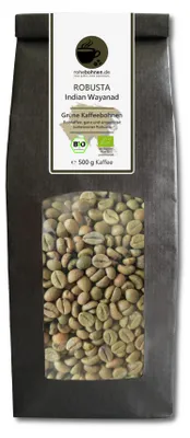 Obrázok produktu pre Surová organická káva Robusta Indian Wayanad 500g