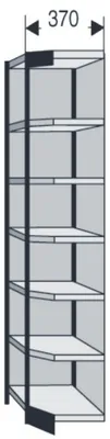 Produktbild von Büroregal Progress 2000 Ecke 67x30x260cm 7 Böden m. Rückwand schwarz/lichtgrau
