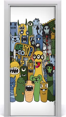 Produktbild von Tulup Türaufkleber 85x205 cm Dekorative Aufkleber Selbstklebend Wasserdichte Tapete Abnehmbar Schlafzimmer Wohnzimmer Wohnkultur - Verrückte Monster Klebstoffen