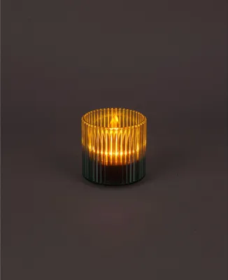 Produktbild von Solar Teelicht bunt mit Rillenstruktur Ø 8 x H 8 cm inklusive Akku LED Solarlicht für Garten Balkon Terrasse und Innenbereich