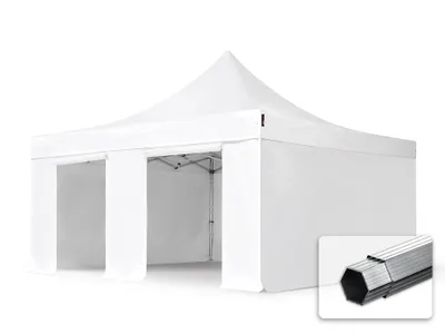 Produktbild von TOOLPORT 5x5m Aluminium Faltpavillon, inkl. 4 Seitenteile, weiß