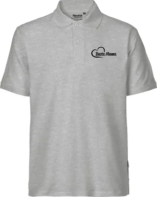 Produktbild von Huuraa Herren Polo Shirt Beste Mama Herz M Sport Grey Bio Baumwolle Fairtrade Poloshirt Geschenkidee