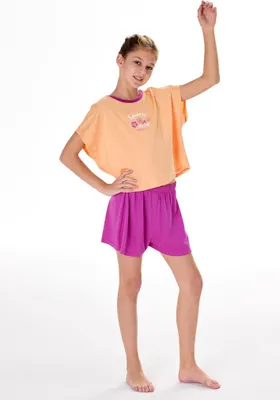 Produktbild von Schiesser Schüler Mädchen Schlafanzug kurz Gr. 140  pfirsichorange