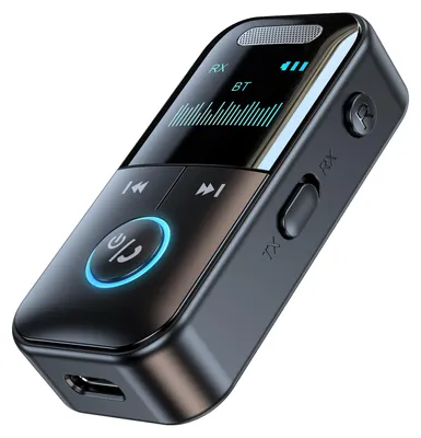 Produktbild von GT69 Kabelloser BT-Audioempfaenger + -sender, 2-in-1-Audioadapter, unterstuetzt TF-Kartenwiedergabe, unterstuetzt 3,5-mm-Audio, HD-Display, Echtzeitanzeige des Nutzungsstatus, 10 m problemlose uebertragung, Schwarz