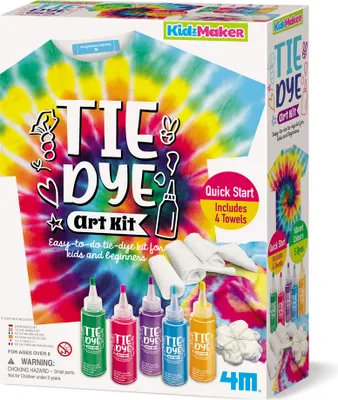 A product box for a tie-dye art kit for kids.