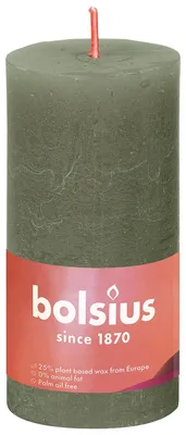 Imagen del producto de Vela tipo tronco "Rustik" de Bolsius, color verde oliva, altura: 10 cm, diámetro: 5 cm