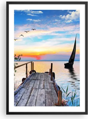Produktbild von Gerahmtes Poster - Schwarzer Rahmen - Brücke See - 50x70 cm - Wand Bild - Wanddeko - Wandbilder - Kunstposter - Wandposter - Bilderrahmen - Bilder - Kunstdruck - Wandbild - P2BPA50x70-4115