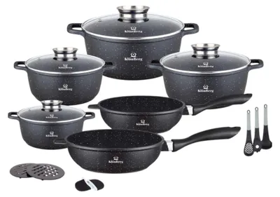 Immagine prodotto di Set da cucina da 17 pezzi - Set di pentole - Set per la cucina - Set di pentole e padelle - Adatto per piani cottura a induzione