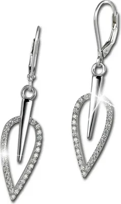 Produktbild von SilberDream Ohrhänger Zirkonia weiß Ohrringe 925 Silber Blatt Damen D2SDO4285W