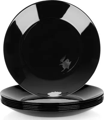 Immagine prodotto di Vilde | Set di piatti da portata - 6 pezzi - Ø 25,5 cm - Nero - Vetro di alta qualità - Design moderno - Lavabile in lavastoviglie