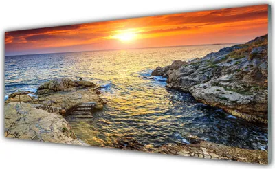 Produktbild von Glasbilder 125x50 Wandbild Druck auf Glas Meer Sonne Landschaft