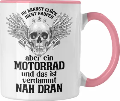Produktbild von Trendation - Motorradfahrer Geschenk für Männer Motorrad Tasse Spruch Kaffeetasse für Biker Herren (Rosa)