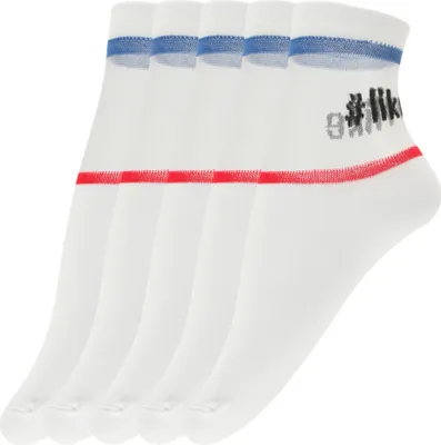 Produktbild von Giulia 5 Paar atmungsaktive Fein Socken Damen Halbsocken Söckchen Kurzsocken Mädchen Frauen 39-40 White