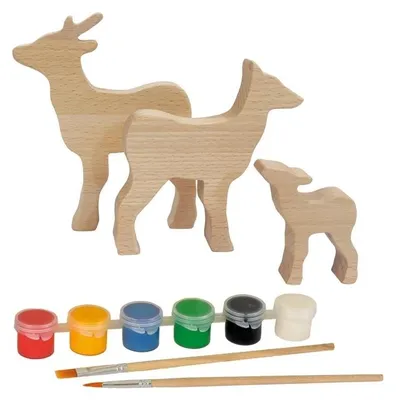 Produktbild von Rehfamilie aus Holz – Kreativ bemalen und gestalten