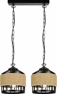 Immagine prodotto di KOLOSEUM 2 Lampada a sospensione Nera Rustica Boho Regolabile in altezza E27 60W