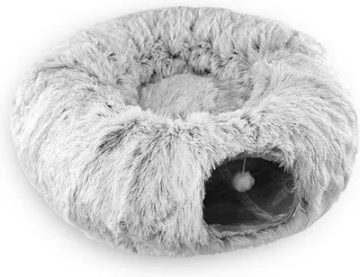Produktbild von Famanu Tunnelbett für Katzen mit Spielmatte - runde Form, abnehmbar und waschbar