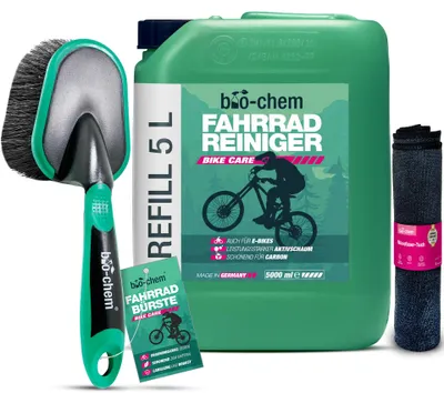 Produktbild von bio-chem Fahrrad-Reiniger - 5 Liter Kanister inkl. Schaumsprüher und Wasch-Handschuh - Bike Reiniger Frame Shampoo, Rahmen-Reiniger, E-Bike Reiniger für Fahrrad, Mountainbike, E-Bike u.v.m.