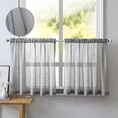 Produktbild von Famanu Set aus 2 halbtransparenten Vorhängen - Weiß, 60 x 60 cm (B x H)