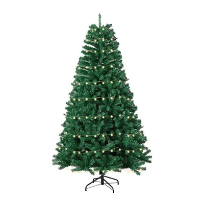 Image de Sapin de Noël artificiel de 150 cm avec 450 branches en PVC et lumières LED