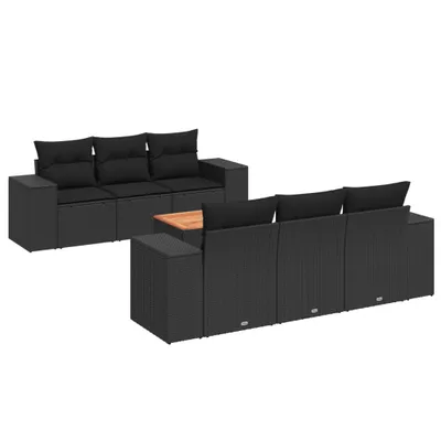 Zdjęcie produktu dla vidaXL 7-częściowa sofa ogrodowa z poduszkami z czarnego polirattanu