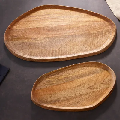 Produktbild von riess-ambiente Massives Tablett 2er Set AMAZONAS 56cm Mangoholz Serviertablett Dekoration
