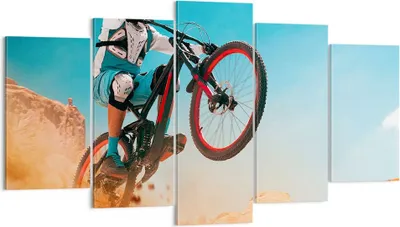 Produktbild von Bild auf Leinwand - Leinwandbild - Fahrrad Sport Helm - 160x85cm - Wand Bild - Wanddeko - Leinwanddruck - Bilder - Kunstdruck - Wanddekoration - Leinwand bilder - Wandkunst - EA160x85-4098