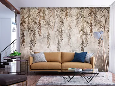 Produktbild von Vlies Fototapete Natur 350x256 cm Vlies Tapeten Wandtapete XXL Botanik Blätter Pflanze Betonoptik b-C-0885-a-a