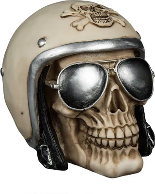 Immagine prodotto di Teschio salvadanaio con casco da moto