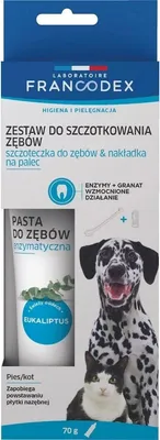 Produktbild von FRANCODEX Zahnbürste und Zahnpasta für Hund und Katze - 70 g