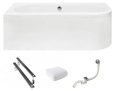 Produktbild von Aqua For You | Besco Avita Badewanne - 160x75 Cm - Antibakterielle Beschichtung - Asymmetrische Form - Weiße Verkleidung