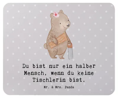 Produktbild von Mr. & Mrs. Panda Mouse Pad Tischlerin Herz - Grau Pastell - Geschenk, mauspad pc, Mousepad, laptop