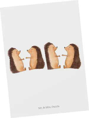 Produktbild von Mr. & Mrs. Panda Postkarte Hochzeit Igel - Weiß - Geschenk, Liebe, Grußkarte, bildkarte, Fotokarte, Hochzeitskarte, Ansichtskarte, glücklich, Postkarten