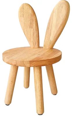 Kinder-Hocker aus Massivholz, rund, mit Ohren-Rückenlehne, Holzfarbe