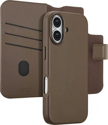 Image de Accezz Bibliothèque en cuir 2-en-1 avec MagSafe pour Apple iPhone 17 - Coffee Brown