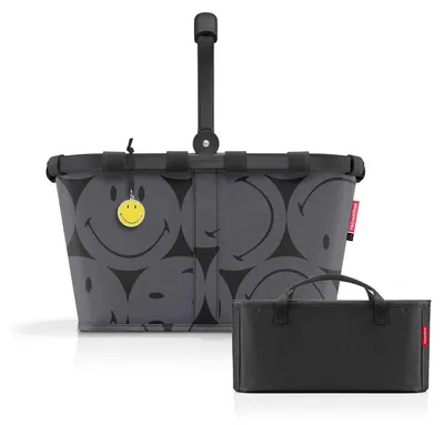 Produktbild von reisenthel Einkaufskorb Tasche Korb carrybag frame Smiley grey BK7085 + Organizer schwarz