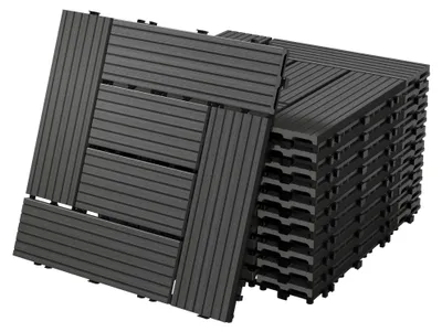 WPC Terrassenfliesen 30x30 cm, 55 Stück, 5 m², Anthrazit Mosaik
