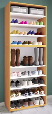 Produktbild von VCM Holz-Schuhregal | Maße: H. 183 x B. 70 x T. 37 cm| Allzweckschrank | 9 Fächer | ohne Türen | – Lona