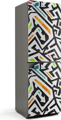 Produktbild von Abstraktes Linienmuster – Magnetische Kühlschrank Abdeckung – Dekorfolie magnetisch Küche – Kühlschrank Magnet Deko – selbstklebende Magnettafel – Magnetfolie für Kühlschranktür – 60x190 cm
