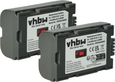 Produktbild von vhbw 2x Akku Ersatz für Panasonic CGR-D14, CGR-D110, CGR-D120, CGR-D08A, CGP-D320E/1B, CGR-D08 für Videokamera Camcorder (900 mAh, 7,2 V, Li-Ion)