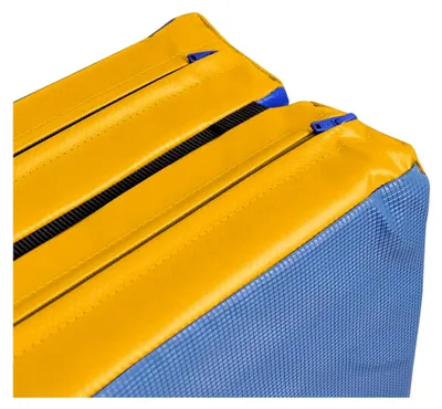 Produktbild von Faltbare Turnmatte RG 35 – 200 x 100 x 6 cm – Blau/Gelb - Hergestellt in Deutschland - Gymnastikmatte für Fitness, Sport und Gymnastik, Rutschfest und Platzsparend, Weichbodenmatte