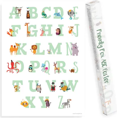 Produktbild von Friendly Fox Kinderzimmer Poster ABC, großes Buchstaben Poster für Kinder, Kinder Lernposter Wandbild 50x70