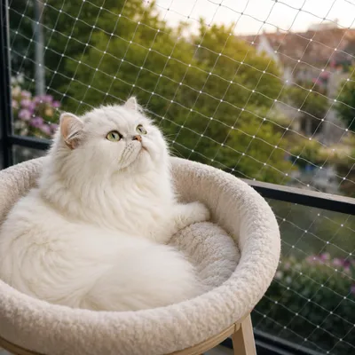 Produktbild von belviona Balkonschutznetz für Katzen, transparentes Katzennetz mit Zubehör, UV-beständig, zuschneidbar & langlebig, 3x4 m